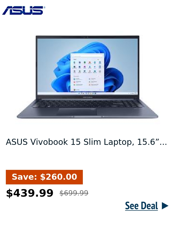 ASUS Vivobook 15 Slim Laptop, 15.6”...