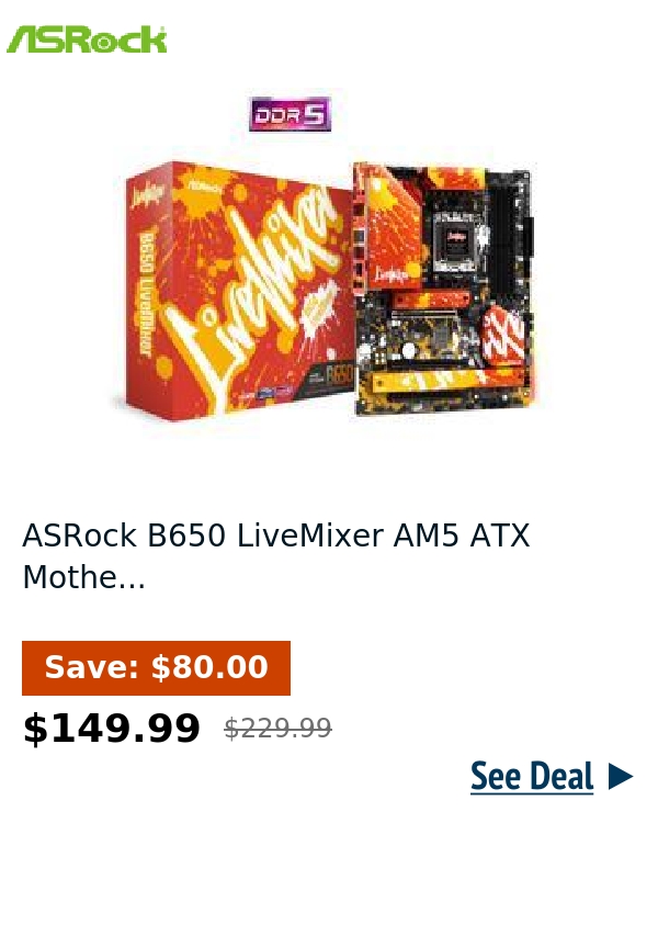 ASRock B650 LiveMixer AM5 ATX Mothe...