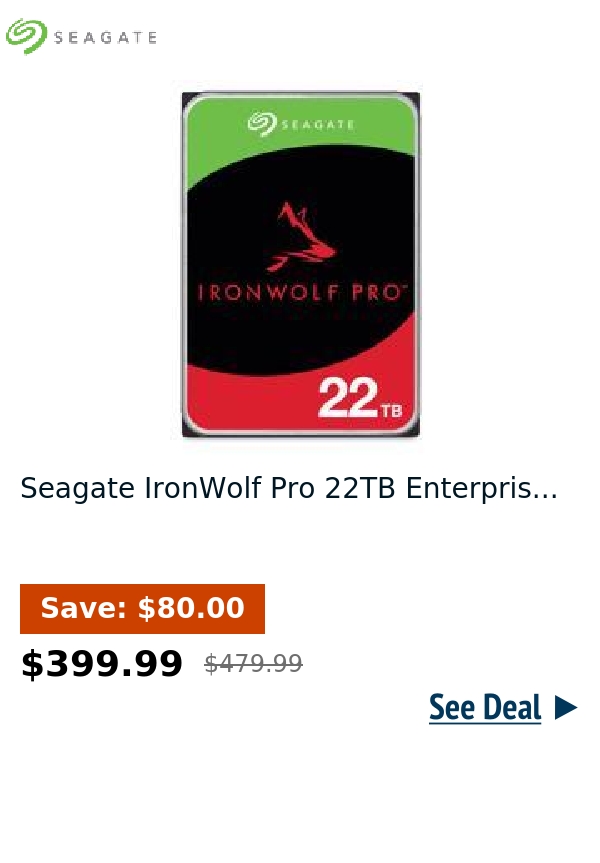 Seagate IronWolf Pro 22TB Enterpris...