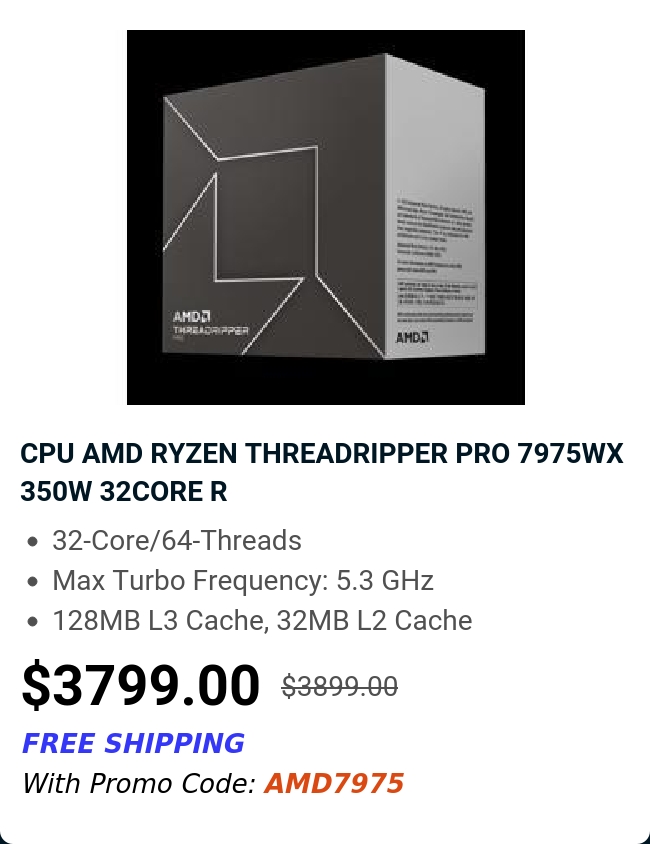 CPU AMD RYZEN THREADRIPPER PRO 7975WX 350W 32CORE R 