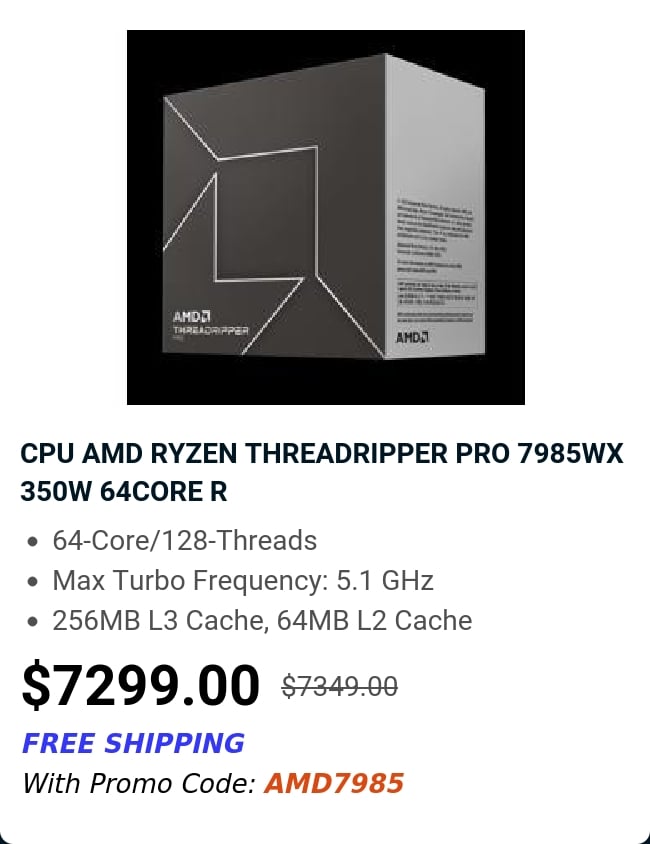 CPU AMD RYZEN THREADRIPPER PRO 7985WX 350W 64CORE R 