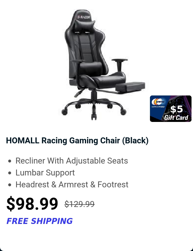 HOMALL Racing Gaming Chair (Black) 