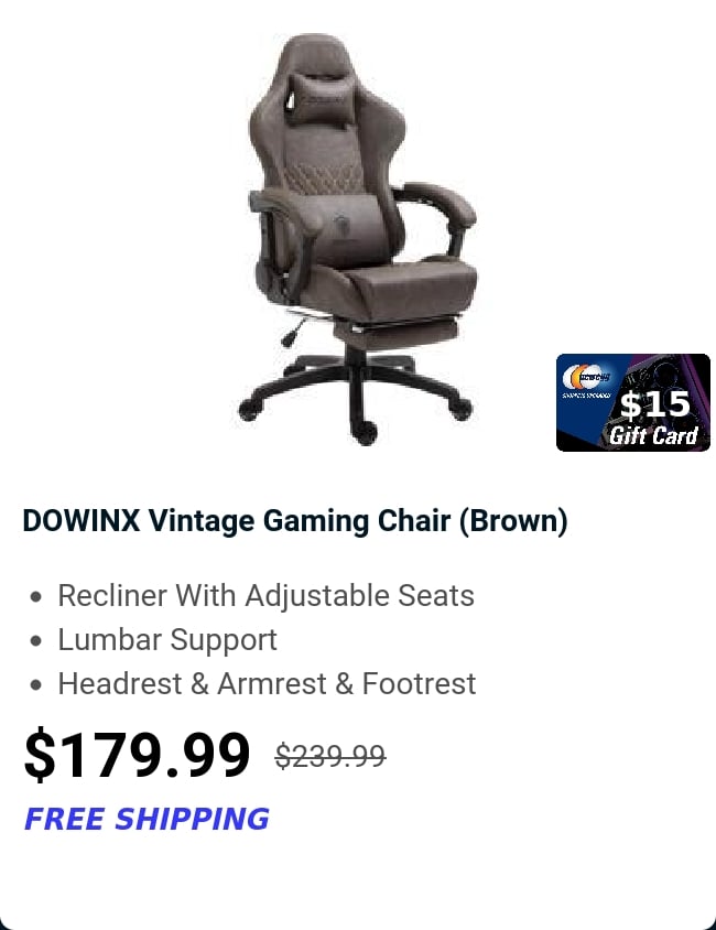 DOWINX Vintage Gaming Chair  (Brown) 