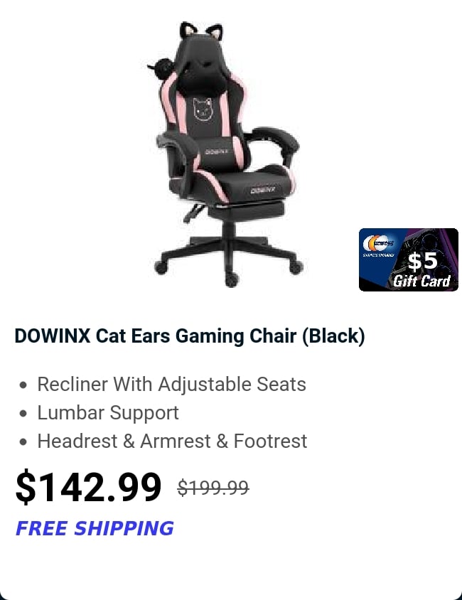 DOWINX Cat Ears Gaming Chair (Black) 