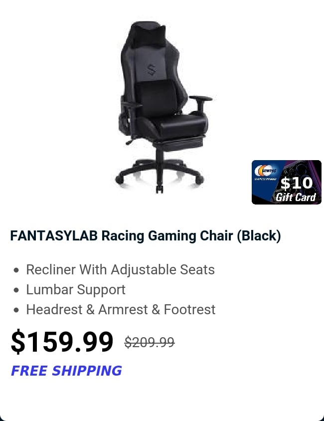 FANTASYLAB Racing Gaming Chair (Black) 