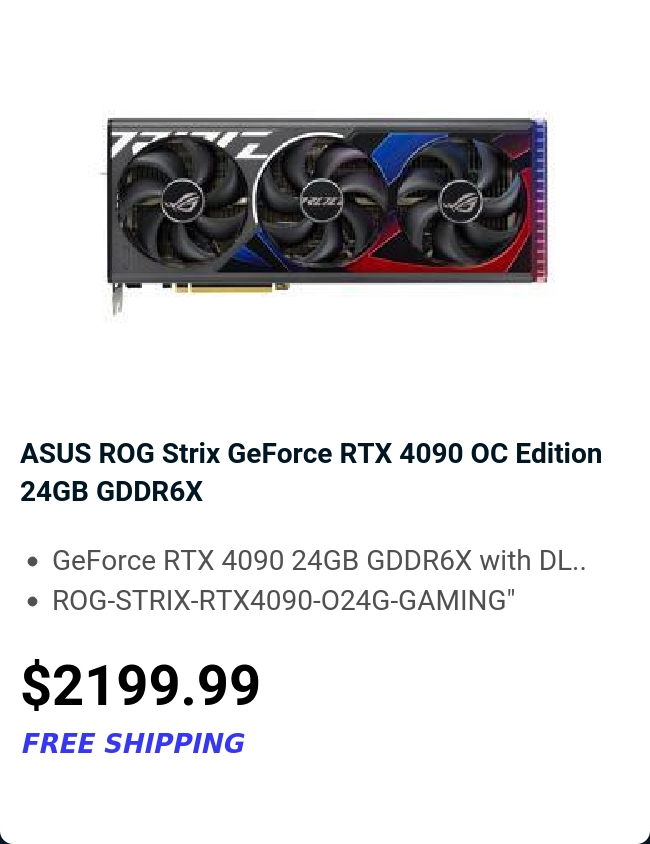 ASUS ROG Strix GeForce RTX 4090 OC Edition 24GB GDDR6X 