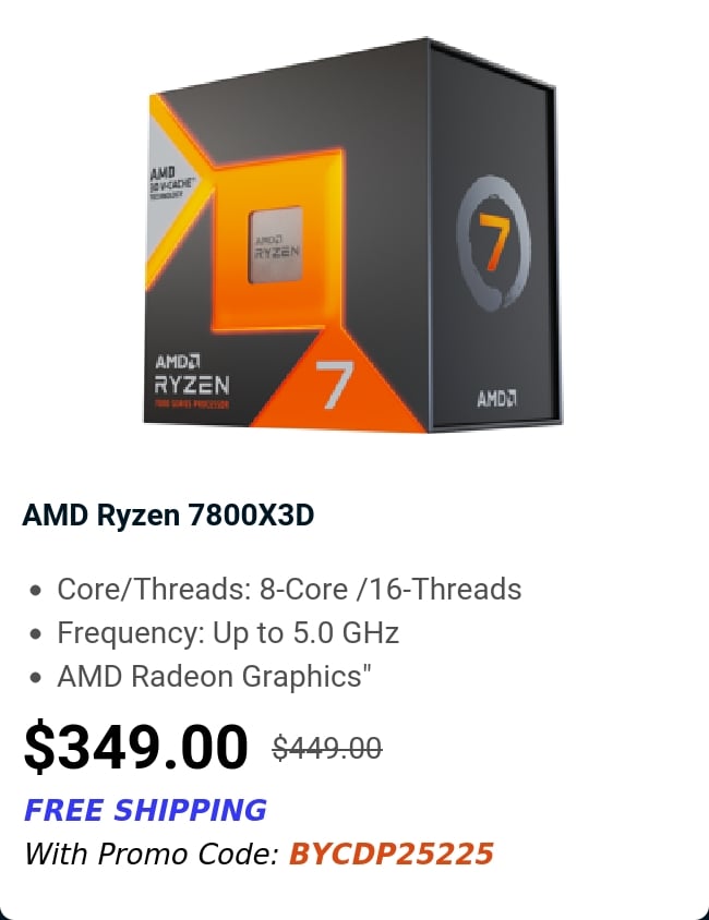 AMD Ryzen 7800X3D 