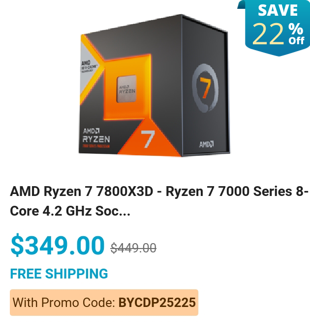 AMD Ryzen 7 7800X3D - Ryzen 7 7000 Series 8-Core 4.2 GHz Soc...