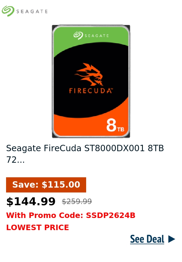 Seagate FireCuda ST8000DX001 8TB 72...