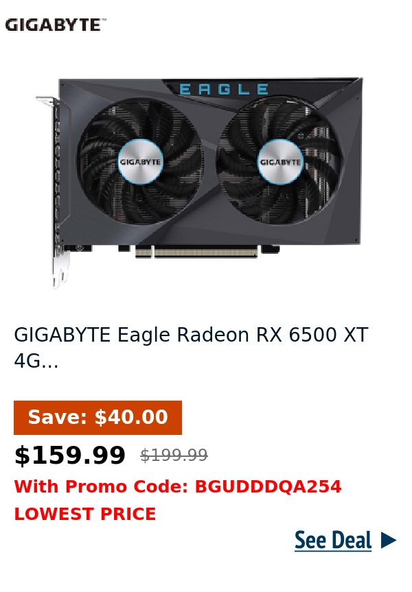 GIGABYTE Eagle Radeon RX 6500 XT 4G...