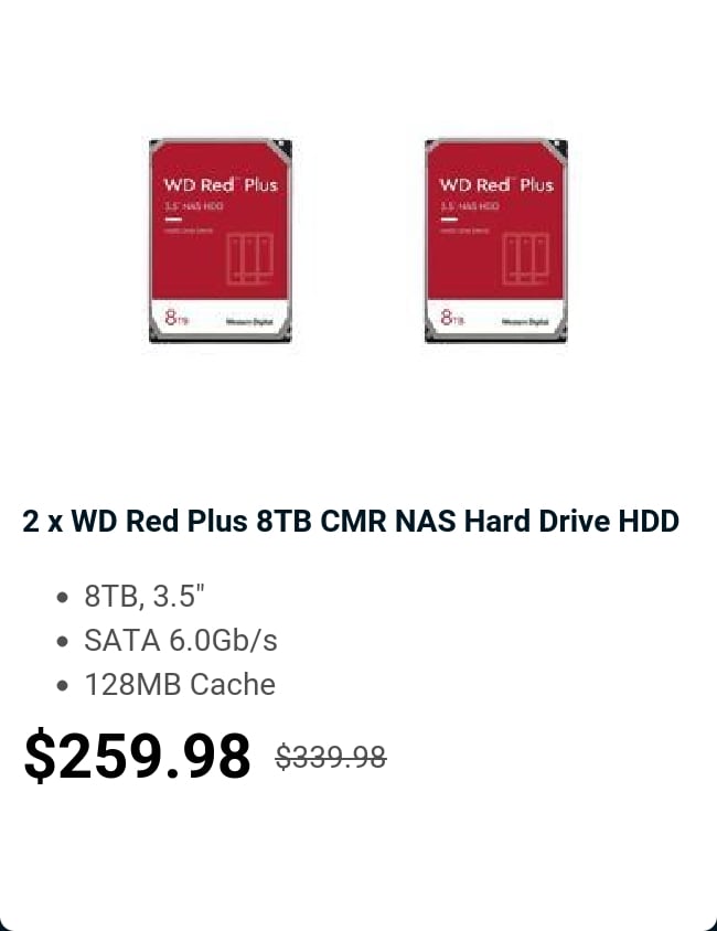 2 x WD Red Plus 8TB CMR NAS Hard Drive HDD