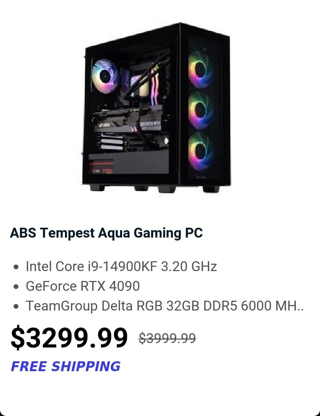 ABS Tempest Aqua Gaming PC 