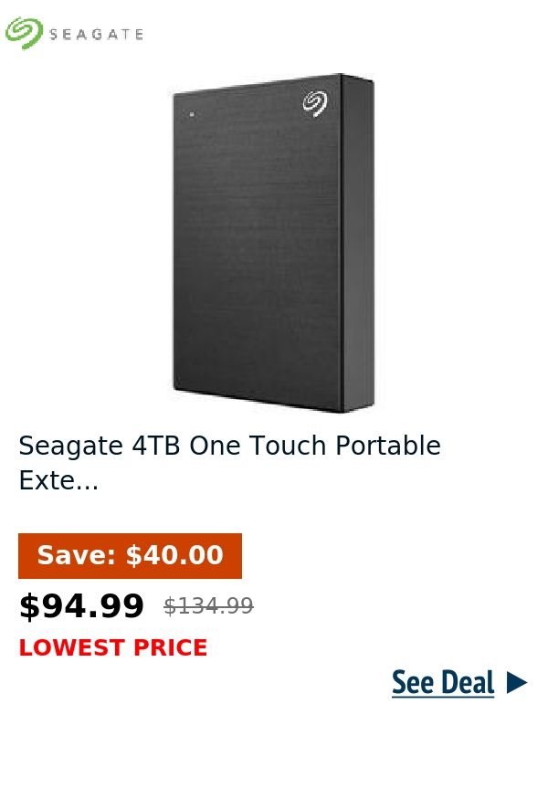 Seagate 4TB One Touch Portable Exte...