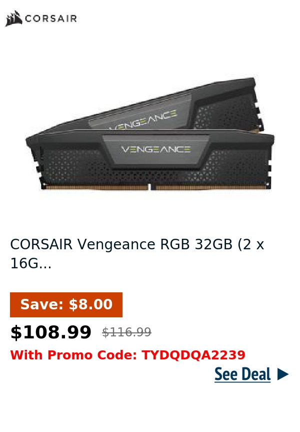 CORSAIR Vengeance RGB 32GB (2 x 16G...
