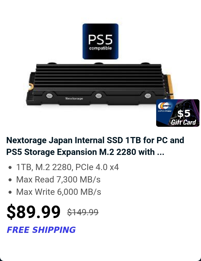 Nextorage Japan Internal SSD 1TB for PC and PS5 Storage Expansion M.2 2280 with ...