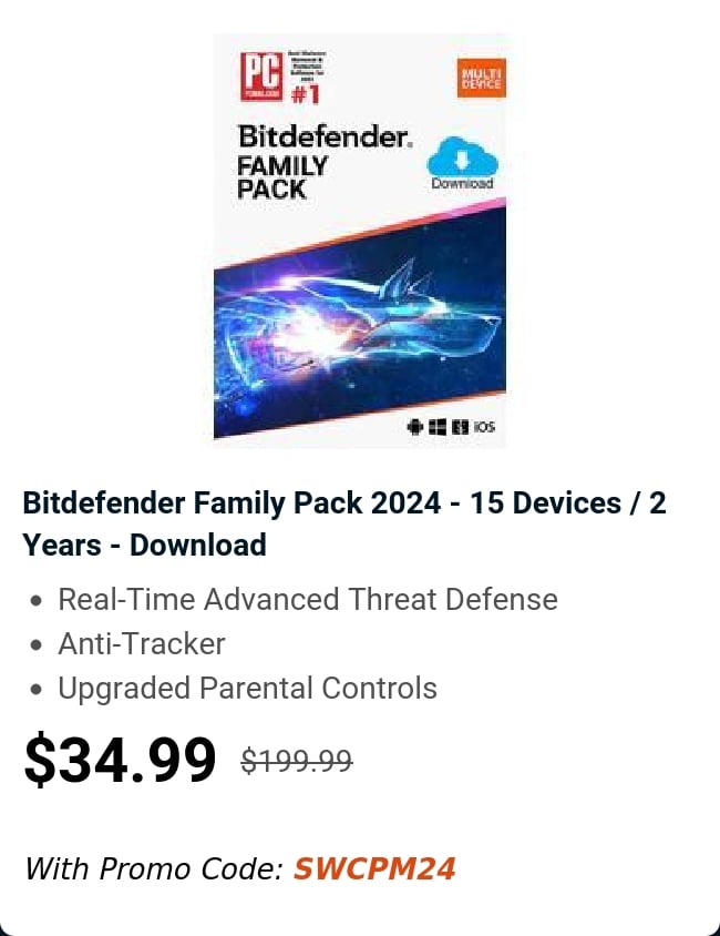 Bitdefender Family Pack 2024 - 15 Devices / 2 Years - Download 