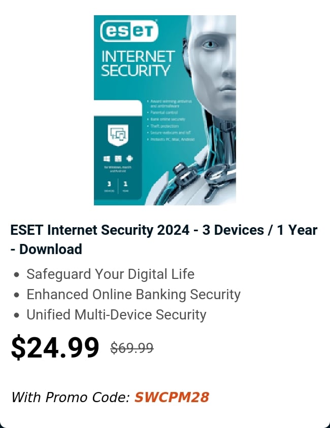 ESET Internet Security 2024 - 3 Devices / 1 Year - Download 