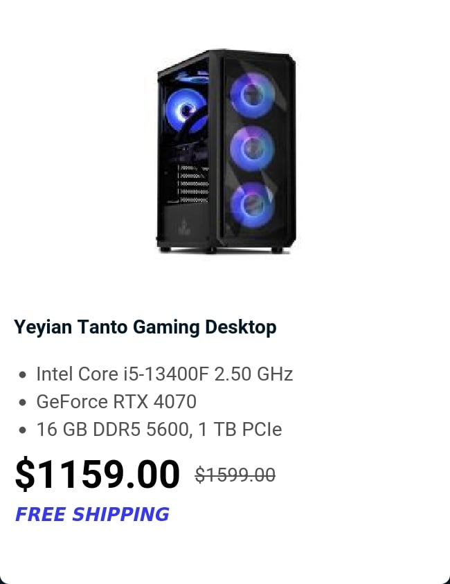 Yeyian Tanto Gaming Desktop 