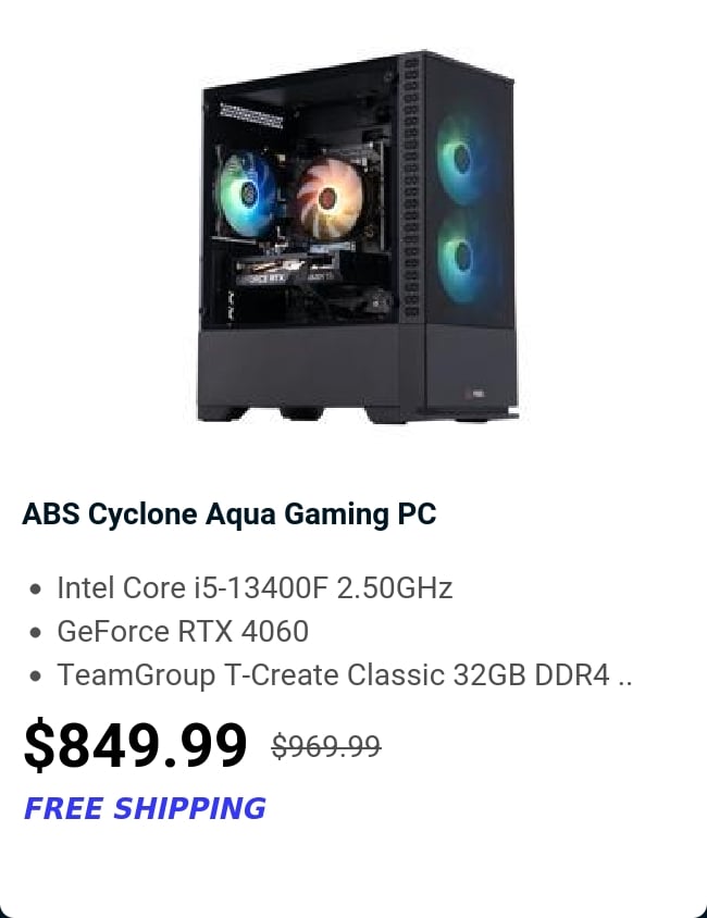 ABS Cyclone Aqua Gaming PC 