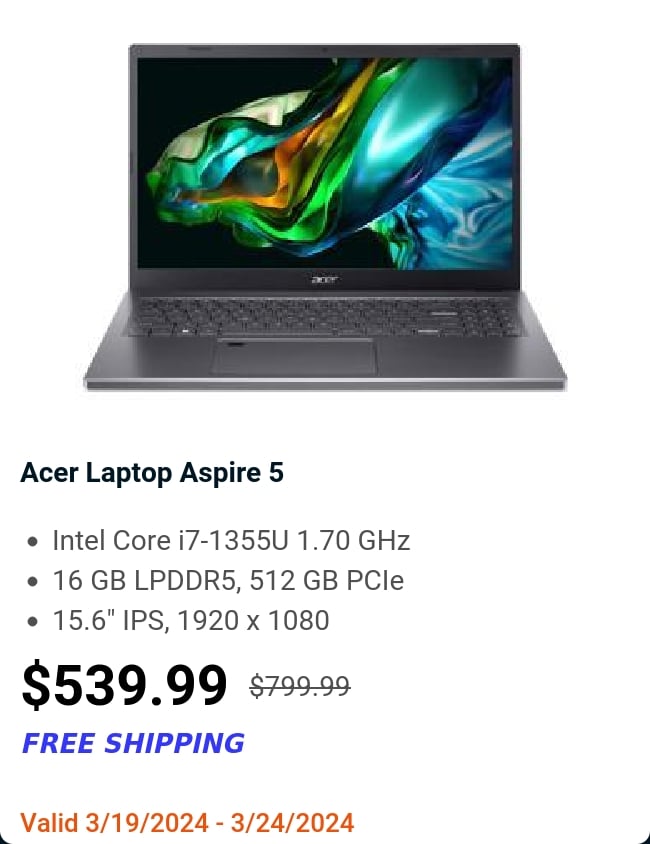 Acer Laptop Aspire 5 