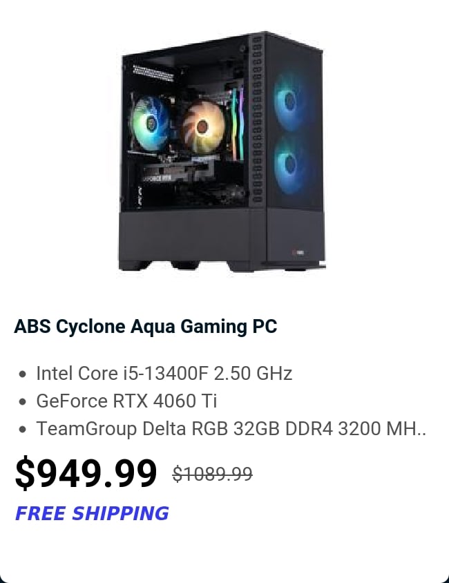 ABS Cyclone Aqua Gaming PC 