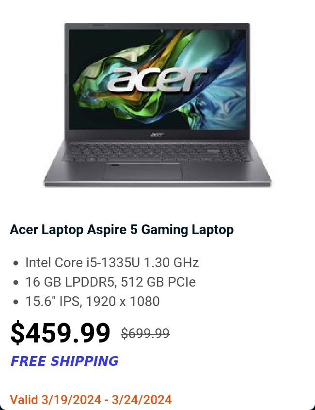 Acer Laptop Aspire 5 Gaming Laptop 