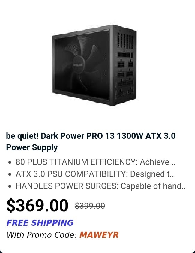 be quiet! Dark Power PRO 13 1300W ATX 3.0 Power Supply 