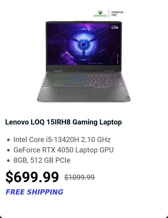 Lenovo LOQ 15IRH8 Gaming Laptop 