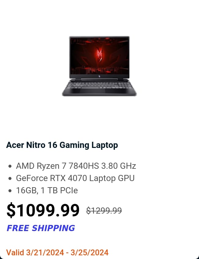 Acer Nitro 16 Gaming Laptop 