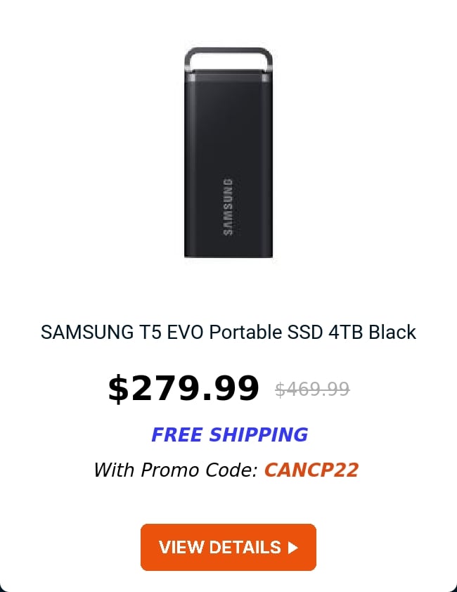 SAMSUNG T5 EVO Portable SSD 4TB Black 