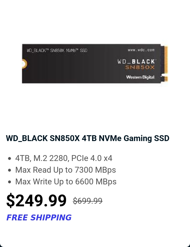 WD_BLACK SN850X 4TB NVMe Gaming SSD 