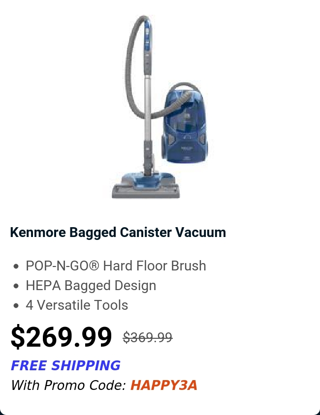 Kenmore Bagged Canister Vacuum 