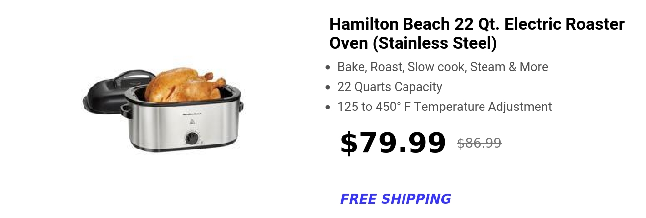 Hamilton Beach 22 Qt. Electric Roaster Oven (Stainless Steel) 