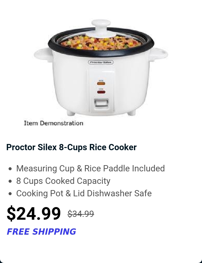 Proctor Silex 8-Cups Rice Cooker 