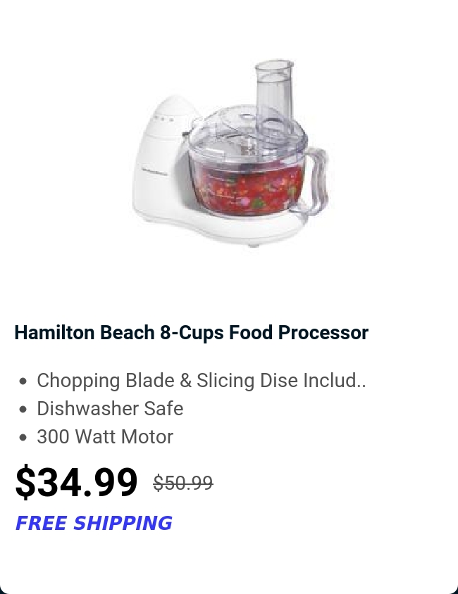 Hamilton Beach 8-Cups Food Processor 
