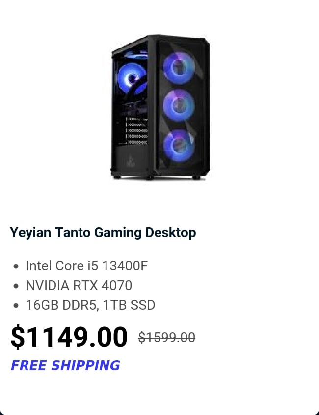 Yeyian Tanto Gaming Desktop 