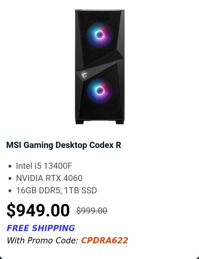 MSI Gaming Desktop Codex R 