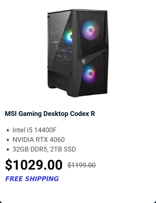 MSI Gaming Desktop Codex R 