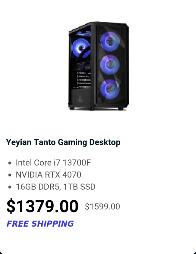 Yeyian Tanto Gaming Desktop 