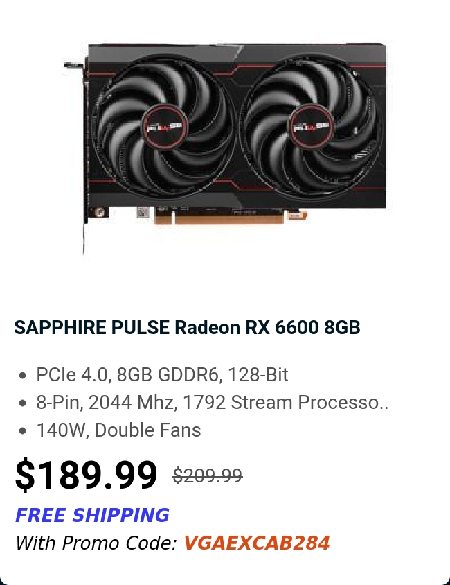 SAPPHIRE PULSE Radeon RX 6600 8GB 