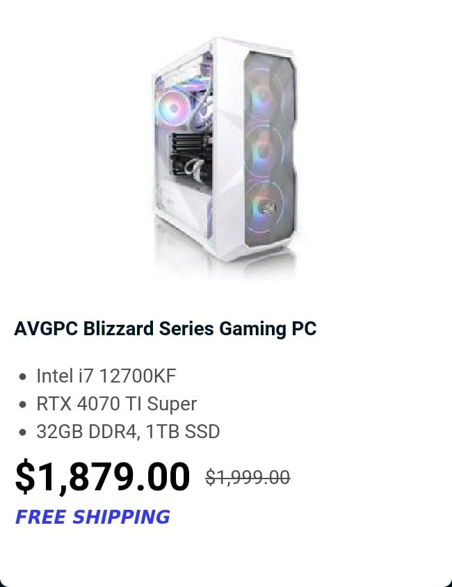 AVGPC Blizzard Series Gaming PC 