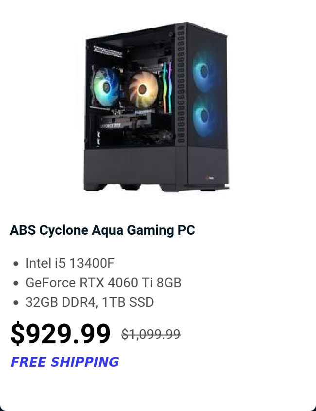 ABS Cyclone Aqua Gaming PC 