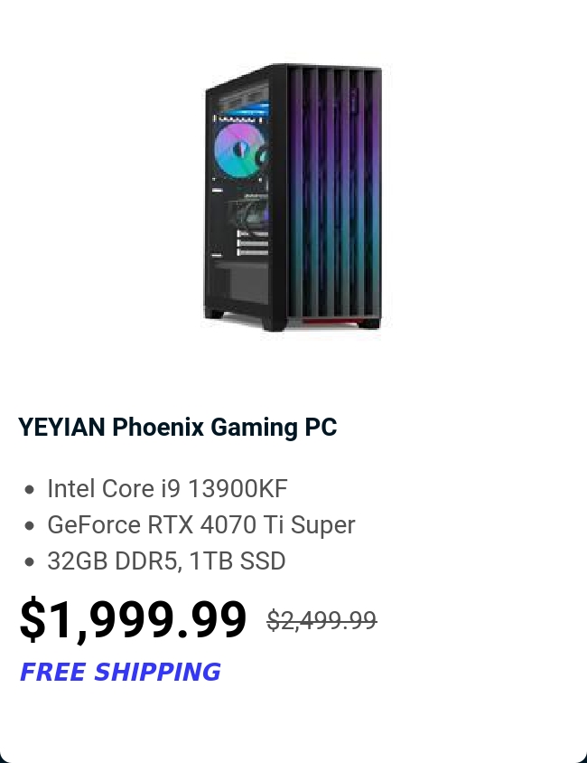 YEYIAN Phoenix Gaming PC 