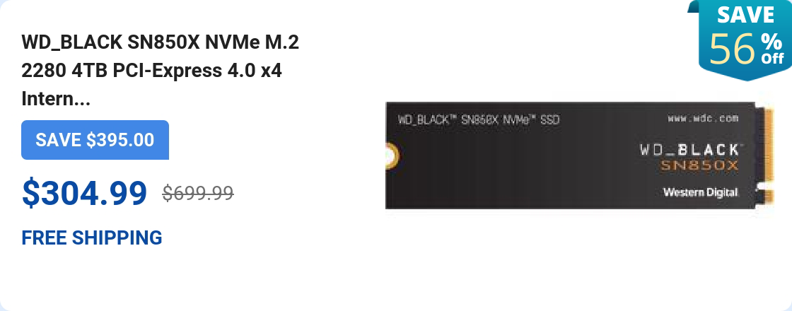 WD_BLACK  SN850X NVMe M.2 2280 4TB PCI-Express 4.0 x4 Intern...