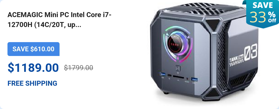 ACEMAGIC Mini PC Intel Core i7-12700H (14C/20T, up...