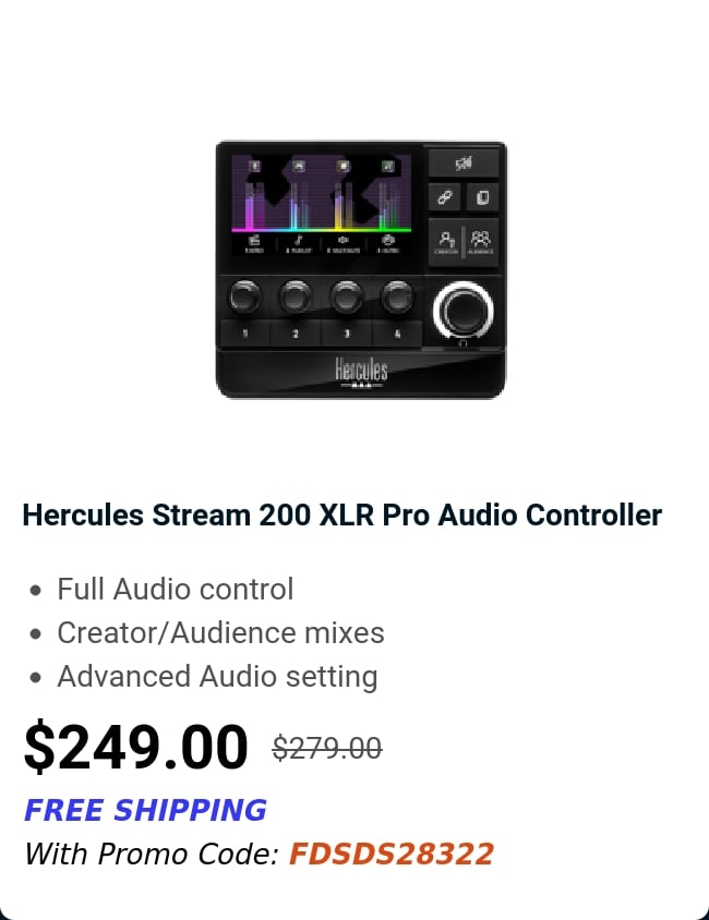 Hercules Stream 200 XLR Pro Audio Controller 