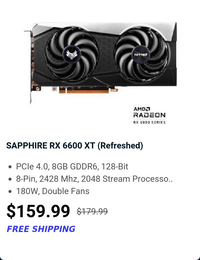 SAPPHIRE RX 6600 XT (Refreshed) 