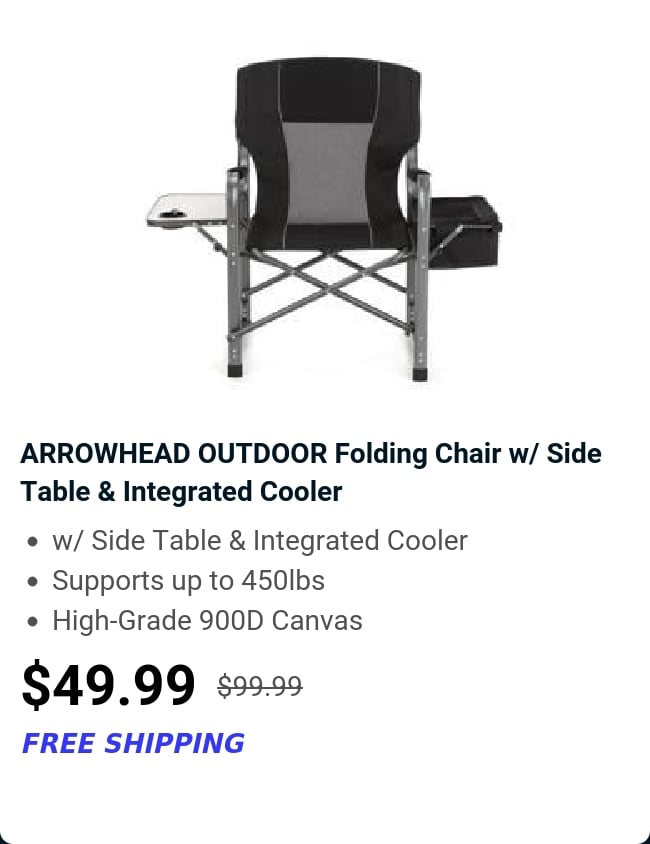 ARROWHEAD OUTDOOR Folding Chair w/ Side Table & Integrated Cooler 