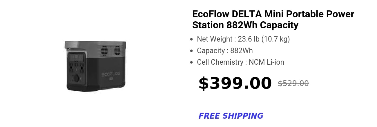 EcoFlow DELTA Mini Portable Power Station 882Wh Capacity 