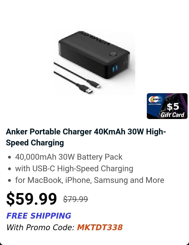 Anker Portable Charger 40KmAh 30W High-Speed Charging 